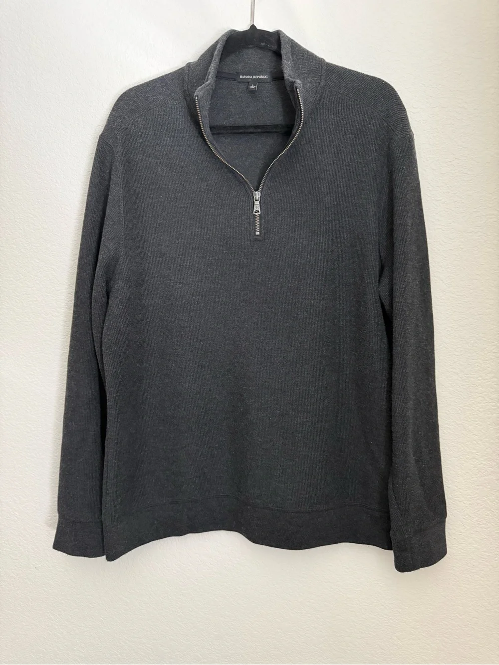 Banana Republic | Men's Gray Quarter-Zip Size L Ribbed Sweater